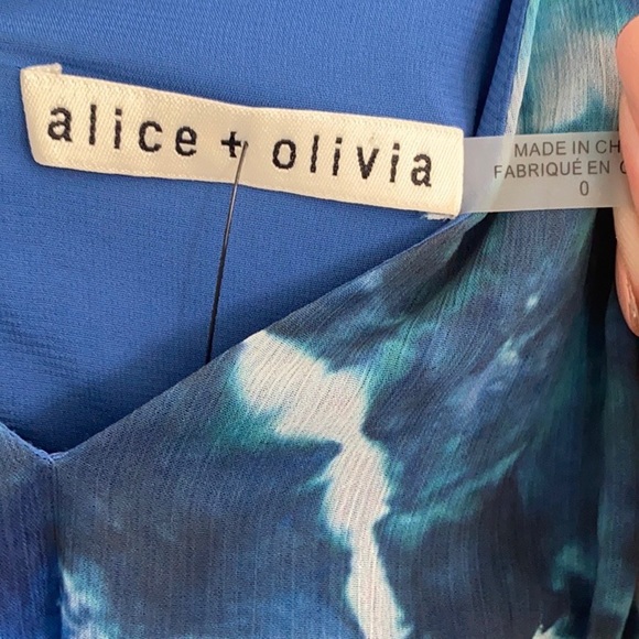 Alice + Olivia Llia asymmetric ruffled tie-dyed georgette midi dress 0 - Picture 4 of 5